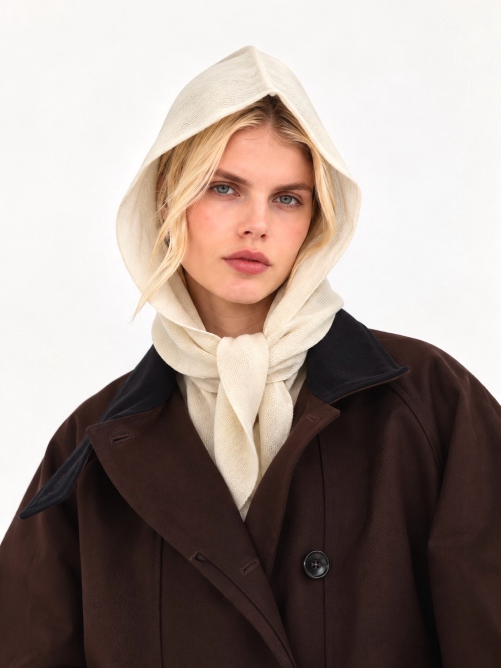 Aris Weather Shed Cream Hooded Scarf